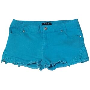 Women's Teal Denim Shorts Summer U2B Size Medium  JUNIORS Boho Style